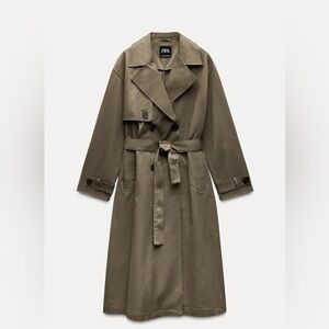 ZARA Women’s olive trench coat NWT bloggers favorite size L